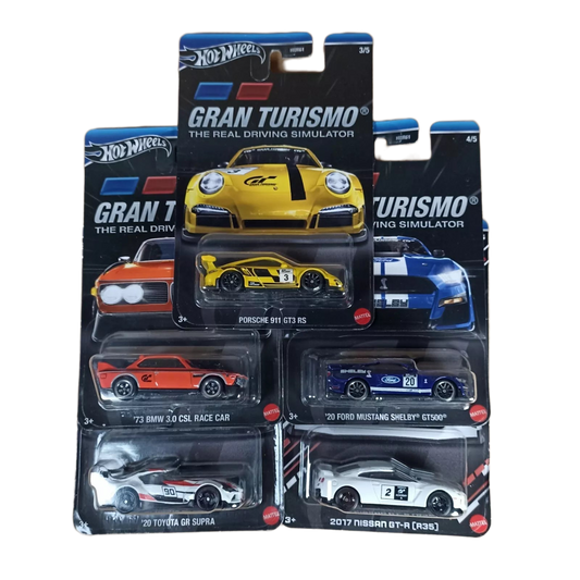 2024 Hot Wheels Gran Turismo Set Of 5 Supra, Mustang, Nissan GTR, Porsche, BMW HWR61