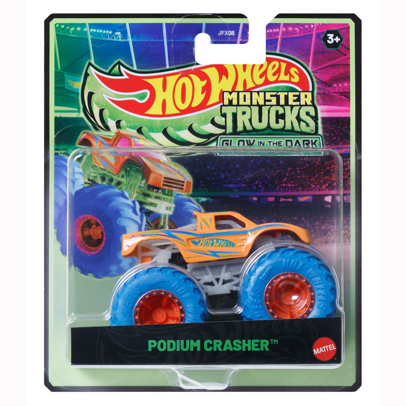 Hot Wheels Monster Trucks Glow In The Dark Podium Crasher Vehicle (JFX08)