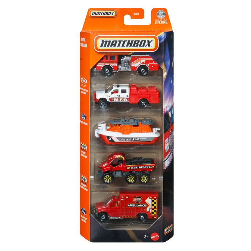 Matchbox Sets Mattel Rescue Five Pack Toy Vehicles JJP42 (C1817)