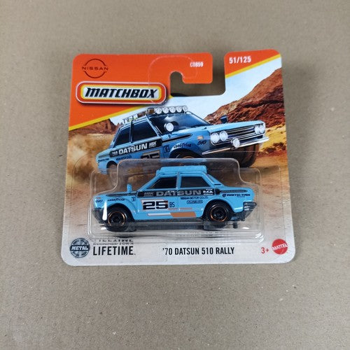 Matchbox 2025 '70 Datsun 510 Rally #51 Short Card