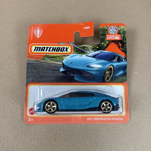 Matchbox 2021 Koenigsegg Gemera Blue 2024 Short Card