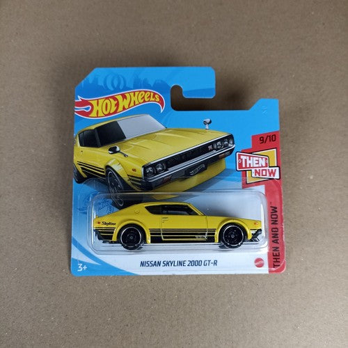 Hot Wheels Nissan Skyline 2000 GT-R Yellow Then And Now 9/10 Short Card
