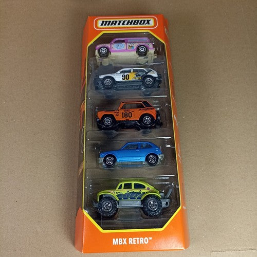Matchbox 5-Pack MBX Retro 2024 - Mini Van Volkswagen Golf Honda CVCC Beetle 4x4