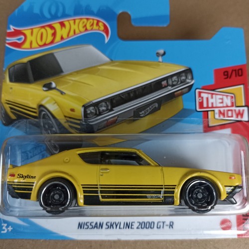Hot Wheels Nissan Skyline 2000 GT-R Yellow Then And Now 9/10 Short Card