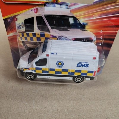 2026 Matchbox Mercedes-Benz Sprinter Ambulance White EMS Short Card