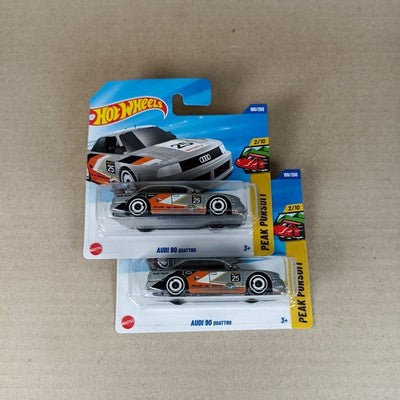 2025 Hot Wheels Lot 2x Audi 90 Quattro #199 Silver Peak Pursuit Short Card