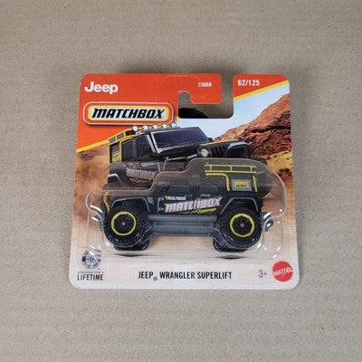 2026 Matchbox Jeep Wrangler Superlift Schwarz #62 Short Card