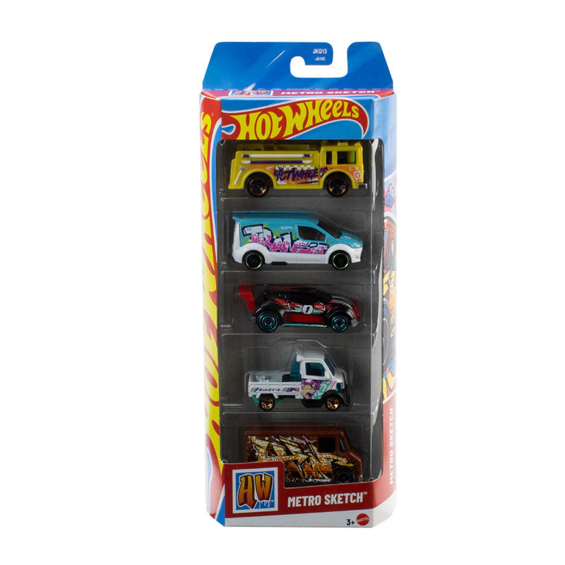 Hot Wheels Set Metro Sketch 5-Pack Diecast Toy Cars (1806)