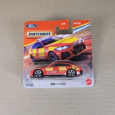 2026 Matchbox BMW i4 Police  #74 Red Yellow Short Card
