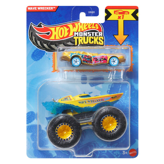 Hot Wheels Monster Trucks Metal Monster T Wave Wrecker JJT62 (GRH81)