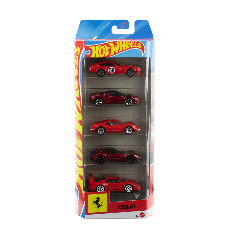 Hot Wheels Ferrari 5 Car Set Collectible Toy Vehicles (JLN12)