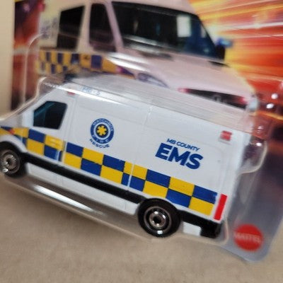 2026 Matchbox Mercedes-Benz Sprinter Ambulance White EMS Short Card