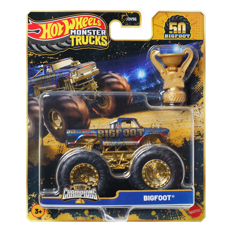 Hot Wheels Monster Trucks 1:64 Scale Bigfoot 50th Anniversary Trophy Champions Vehicle (JDV96)