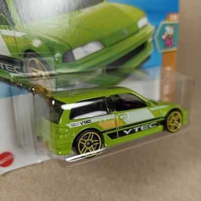 2025 Hot Wheels Lot 2x '90 Honda Civic EF Lime Green Short Card