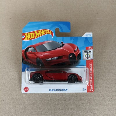 Hot Wheels '16 Bugatti Chiron Red Quarter Mile Heroes Short Card 2025
