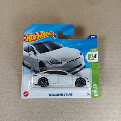 Hot Wheels 2025 Tesla Model S Plaid White Short Card