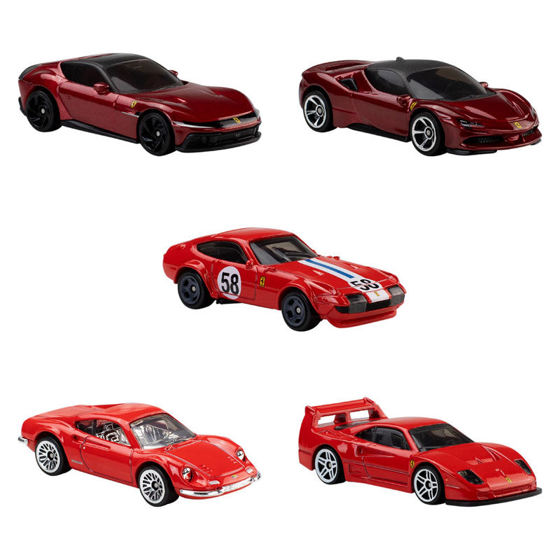 Hot Wheels Ferrari 5 Car Set Collectible Toy Vehicles (JLN12)