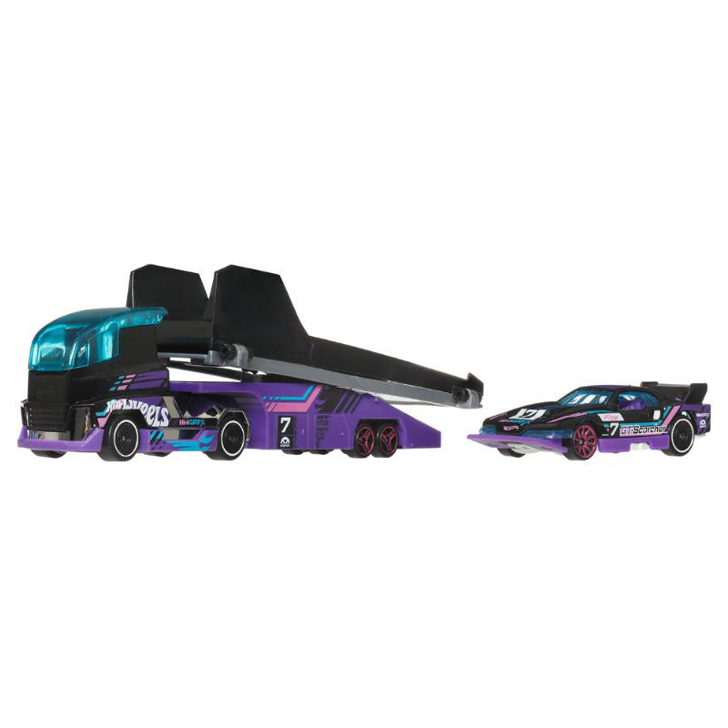 Hot Wheels Super Hauler Two-Lane Ramptruck + GT Scorcher Let's Race (BDW51)