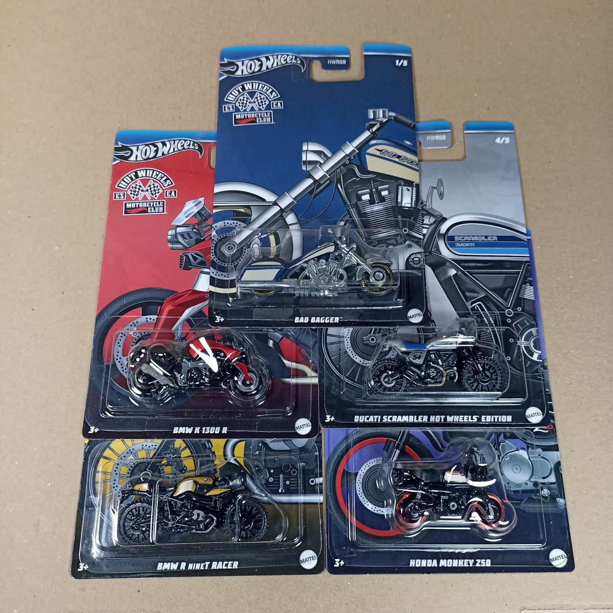 2024 Hot Wheels Motorcycle Club Diecast Full Set 5 Honda BMW DUCATI
