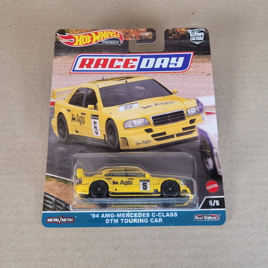 hot wheels Race Day 94 AMG Mercedes C-Class DTM Touring Yellow