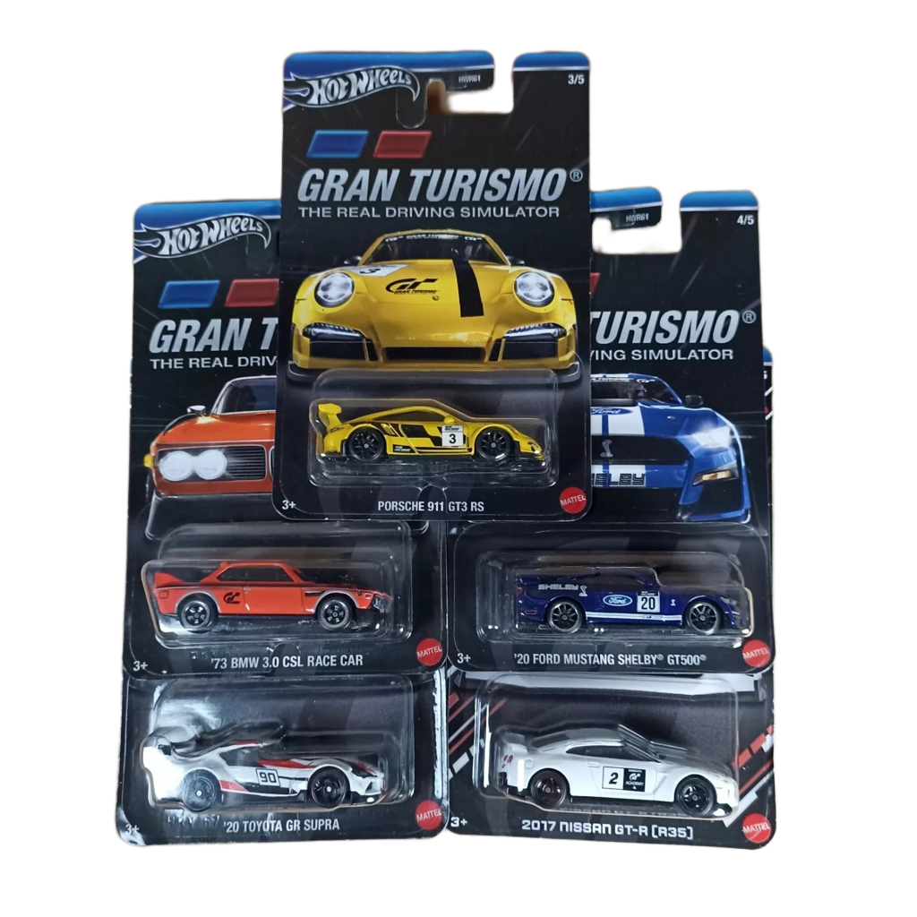 2024 Hot Wheels Gran Turismo Set Of 5 Supra, Mustang, Nissan GTR, Porsche, BMW HWR61