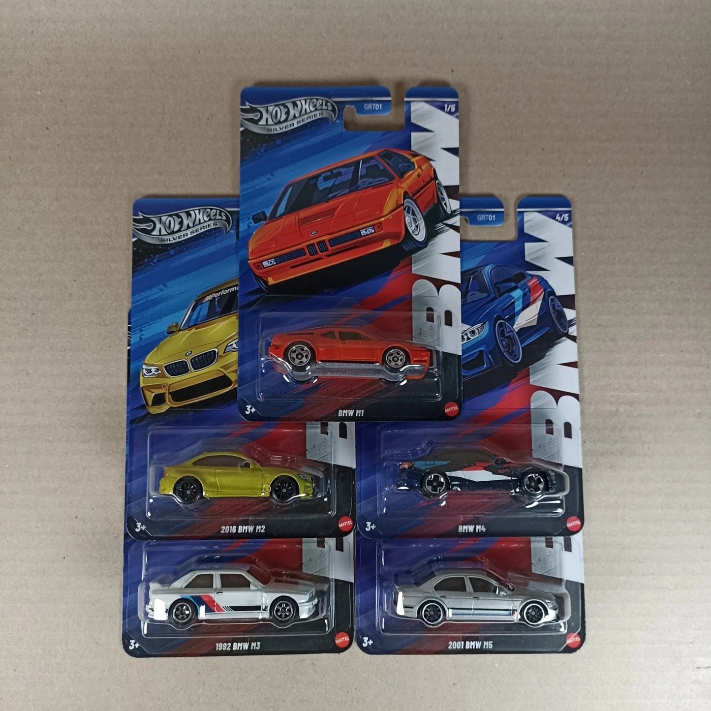 Hot Wheels BMW 2025 Silver Series Complete Set Of 5 M1 M2 M3 M4 M5 GRT01