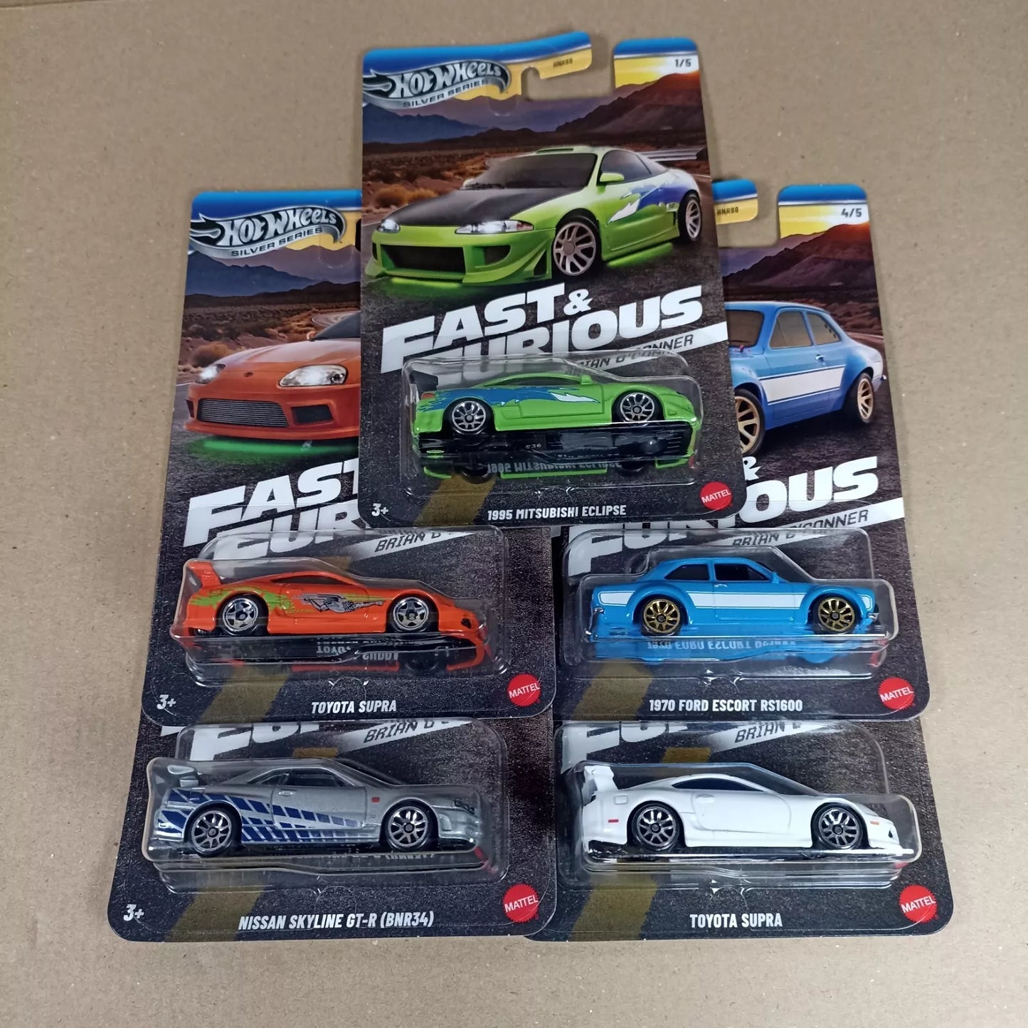 Hot Wheels Fast And Furious Brian O'Conner New Full Set - Supra Eclipse Skyline HNR88