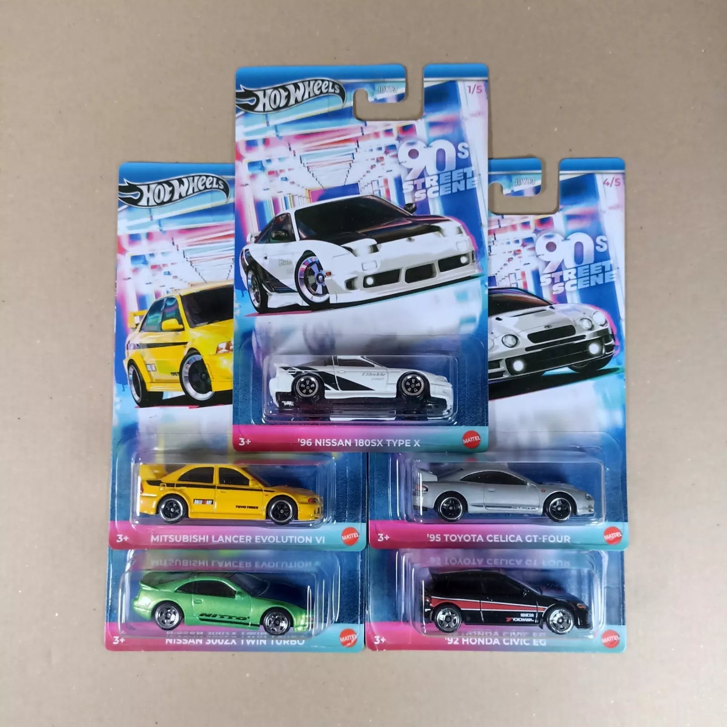 Hot Wheels 90s Street Scene Complete Set Of 5 Car - Mitsubishi Nissan Celica JDY83