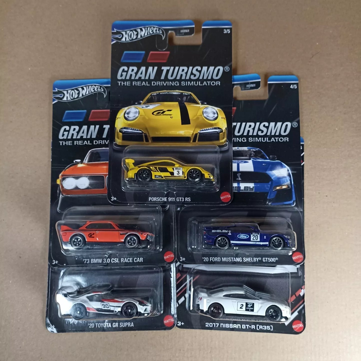 2024 Hot Wheels Gran Turismo Set Of 5 Supra, Mustang, Nissan GTR, Porsche, BMW HWR61