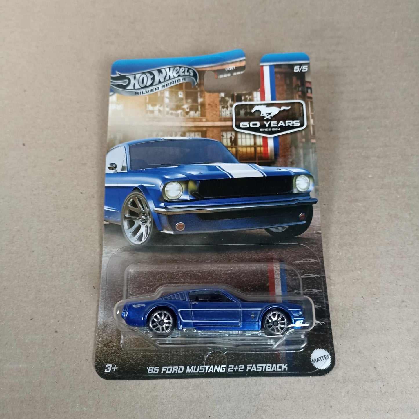 Hot Wheels Mustang Chase 60 Years ‘65 Ford 2+2 Fastback Blue Silver Series GRT01