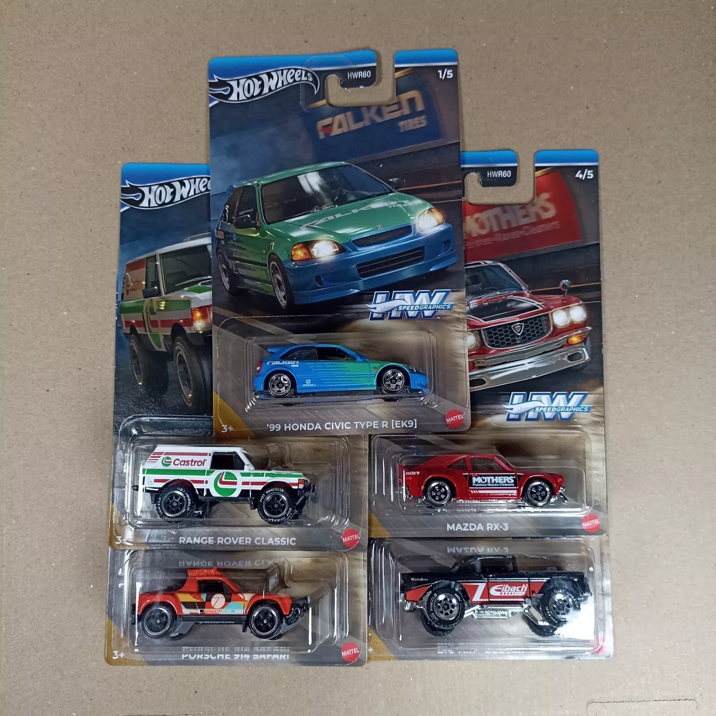 Hot Wheels HW Speed Graphics Complete Set Of 5 2024 - Honda Porsche Mazda HWR60