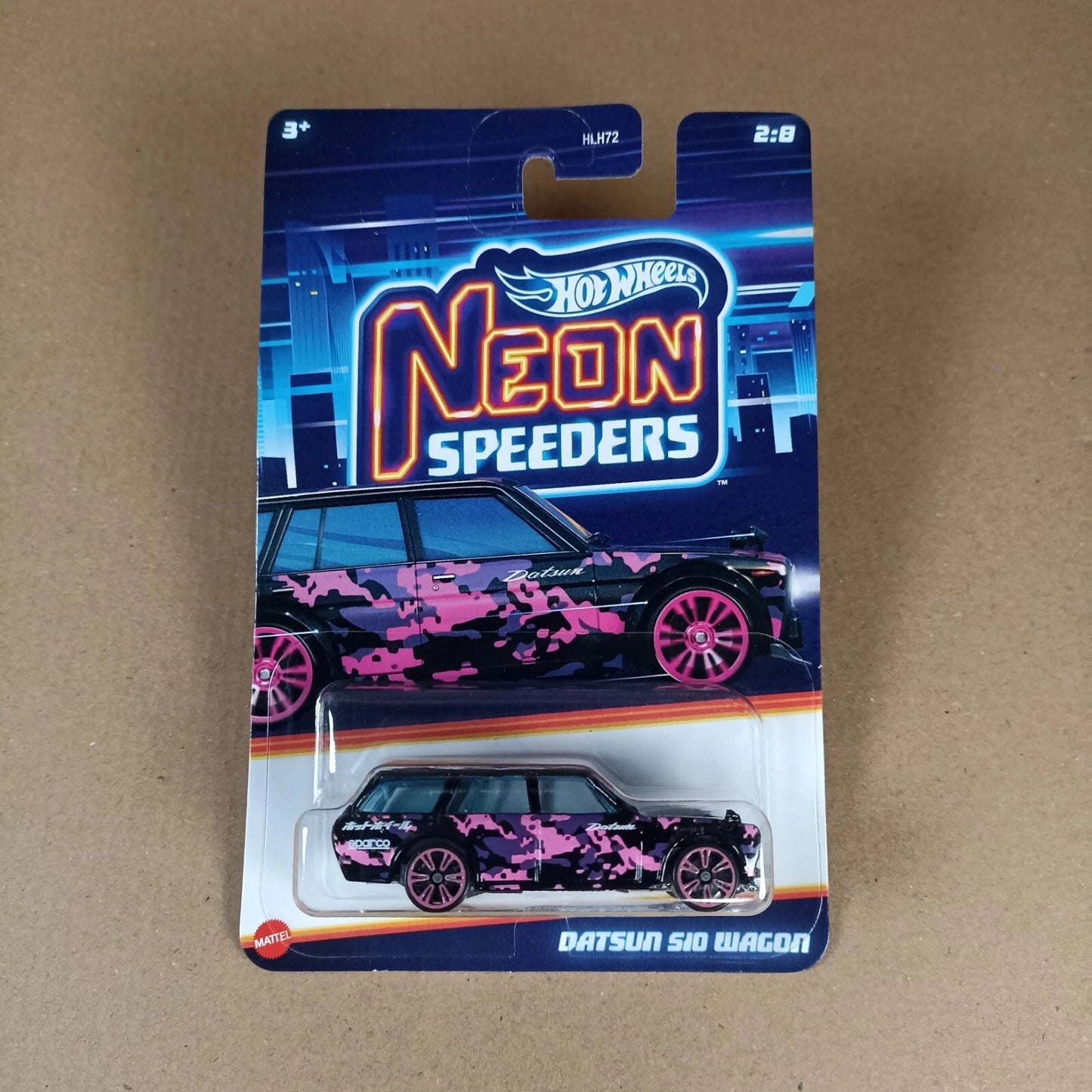 New 2024 Hot Wheels Neon Speeders Datsun 510 Wagon# 2/8 Black Pink